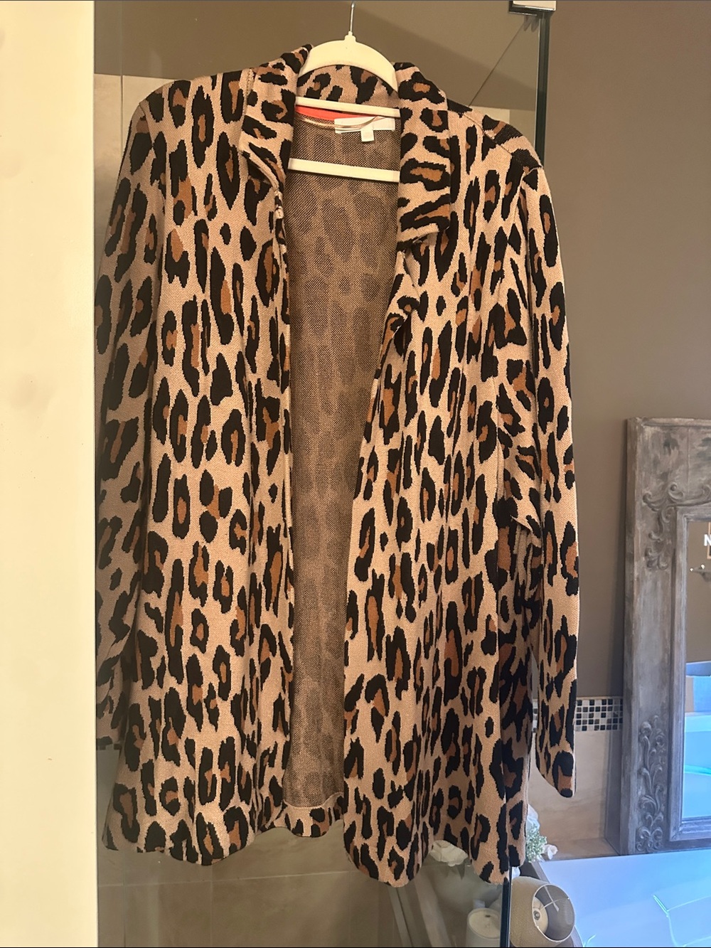 Adyson Parker Leopard Print Open-Front Cardigan - Tan & Black